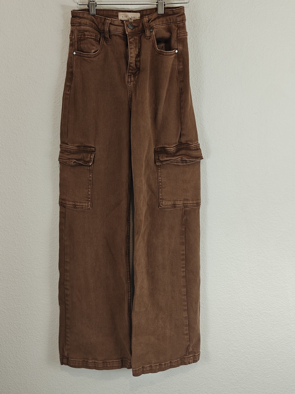 Risen Cocoa Utility Cargo Jeans High Rise Relaxed Fit Cargo Denim Y2K Street 26 - Picture 5 of 16